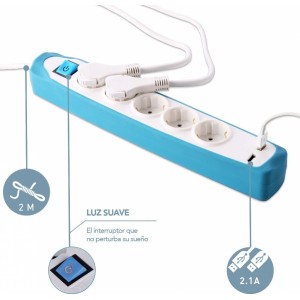 Electraline 62160 Pagarinātājs 5 Ligzdas 2xUSB 2m