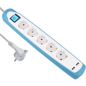 Electraline 62160 Pagarinātājs 5 Ligzdas 2xUSB 2m