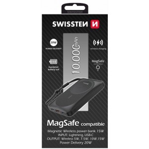 Swissten Magnetic Wireless Power Bank Переносная зарядная батарея USB / USB-C / Lightning / PD 20W / 10000 mAh