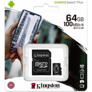 Kingston Canvas Select Plus Atmiņas Karte microSDXC / 64GB / 100 MB/s + Adapteris