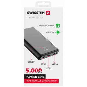 Swissten Line Power Bank Переносная зарядная батарея USB / USB-C / Micro USB / 10W / 5000 mAh