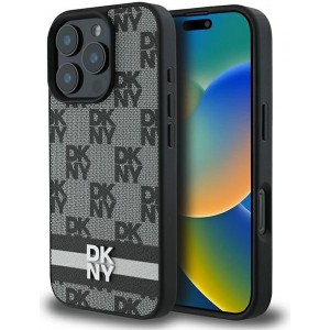 Dkny Checkered Pattern & Printed Stripes case for iPhone 16 Pro Max - black