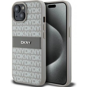 Dkny Leather Mono Stripe & Metal Logo case for iPhone 15 Plus / 14 Plus - beige