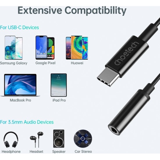 Choetech AUX003 USB-C / DC 3.5mm audio adapter - black