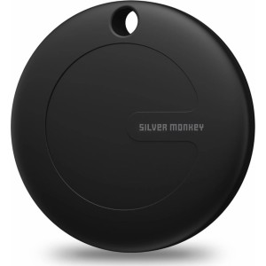 Silver Monkey Tag silicone locator, compatible with Apple Find My + case - black