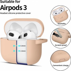 Tech-Protect Silicone Hook Case for Apple AirPods 3 - Beige