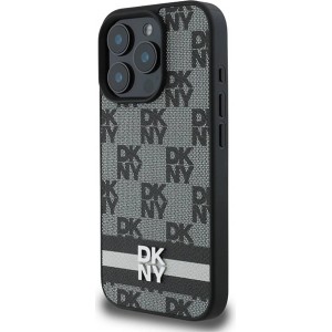 Dkny Checkered Pattern & Printed Stripes case for iPhone 16 Pro Max - black