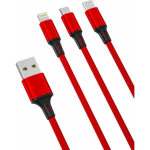 XO cable NB173 3in1 USB - Lightning + USB-C + microUSB 1,2 m 2,4A red