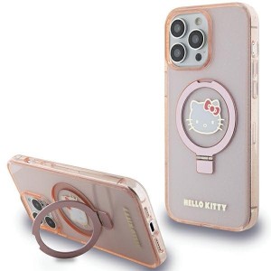 Hello Kitty case for iPhone 15 Pro Max 6,7" pink hardcase Ring Stand Glitter Electrop Logo MagSafe