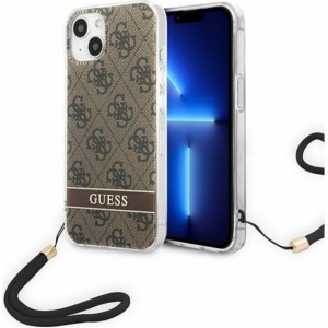 None Guess case for iPhone 14 Plus 6,7" GUOHCP14MH4STW brown HC PC/TPU Print 4G Cord