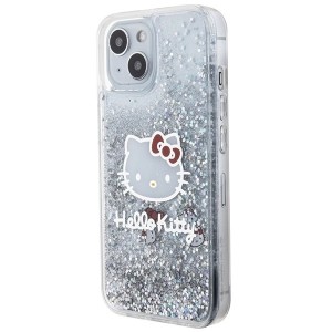 Hello Kitty case for iPhone 15 / 14 / 13 6,1" silver hardcase Liquid Glitter Charms Kitty Case Head