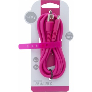 None Setty cable USB - USB-C 1,5 m 2A KSA-C-1.526 pink