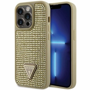 None Guess case for iPhone 14 Pro 6,1" GUHCP14LHDGTPD gold hardcase Rhinestone Triangle