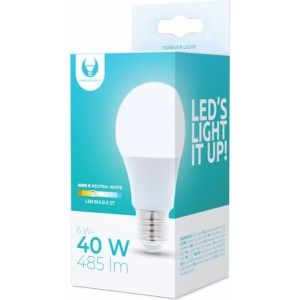 Telforceone LED Bulb E27 A60 6W 230V 4500K 485lm Forever Light