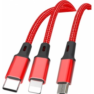 XO cable NB173 3in1 USB - Lightning + USB-C + microUSB 1,2 m 2,4A red