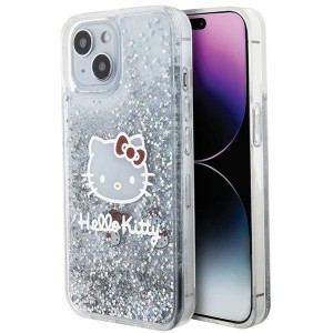 Hello Kitty case for iPhone 15 / 14 / 13 6,1" silver hardcase Liquid Glitter Charms Kitty Case Head