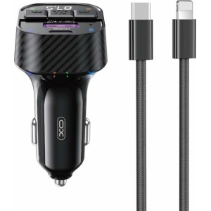 None XO transmitter FM BCC17 Bluetooth MP3 car charger 30W black + cable USB-C - Lightning