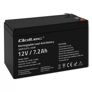 Qoltec AGM battery | 12V | 7.2 Ah | Maintenance-free | Efficient| LongLife | for UPS, security