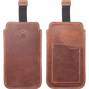 OEM ROYAL Crazy Horse - Leather universal pull-up pocket / brown - Size XL - IPHONE 11 / 12 / 13 / SAMSUNG S7 EDGE