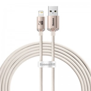 Baseus Kabel USB do iP Baseus Crystal Shine, 2.4A, 2m (różowy)