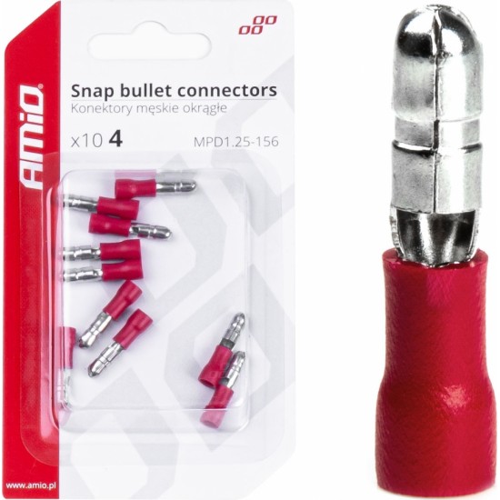 Amio Snap bullet connectors 4mm 0.5-1.5mm2 10A 10 pcs