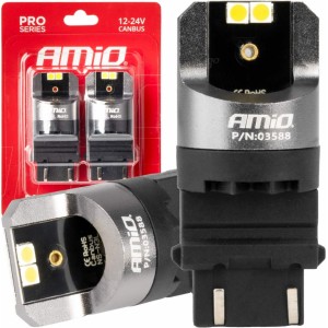 Amio LED CANBUS PRO series 3157 P27/7W 4x3030 SMD White 12/24V AMIO-03588