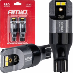 Amio LED CANBUS PRO sērija T15 W16W 4x2016 SMD White 12/24V AMIO-03578