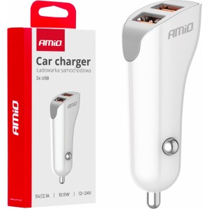 Amio Car charger 2x USB-A 2.1A 12/24V AMiO-03874