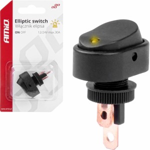 Amio Eliptiskais slēdzis ar dzeltenu Light 12/24V max 30A IESLĒGŠANA/IZSLĒGŠANA