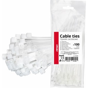 Amio White cable ties 3.6×150mm 100 pcs. AMIO-04308