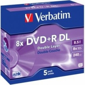 Verbatim Матрицы DVD+R DL 8.5GB Double Layer 8x AZO 5 Pack Jewel