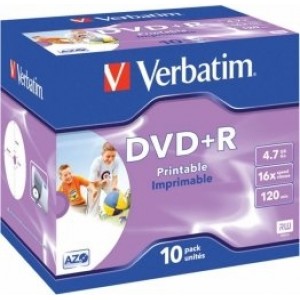 Verbatim Matricas DVD+R AZO 4.7GB 16x Printable ID Branded, 10 Pack Jewel