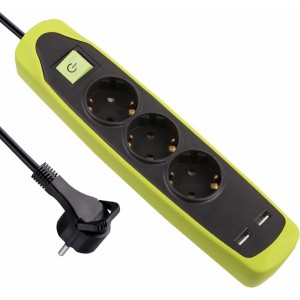 Electraline 62152 Pagarinātājs 3 Ligzdas+2USB 2.0M