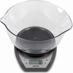 Salter 1024 SVDR14 Electronic Kitchen Scales with Dual Pour Mixing Bowl silver