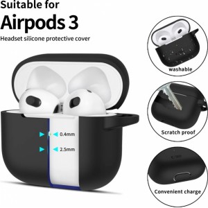 Tech-Protect Silicone Hook Case for Apple AirPods 3 - Black