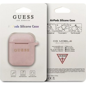 Guess GUACCSILGLLP AirPods cover light pink / pink Silicone Glitter