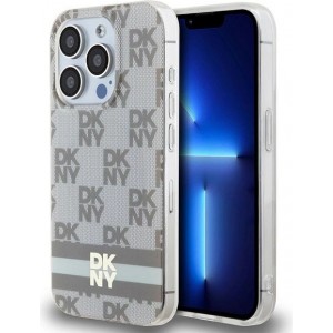 Dkny IML Checkered Mono Pattern & Printed Stripes MagSafe case for iPhone 15 Pro Max - beige