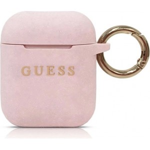 Guess GUACCSILGLLP AirPods cover light pink / pink Silicone Glitter