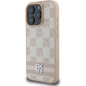 Dkny Checkered Pattern & Printed Stripes iPhone 16 Pro Max Case - Pink