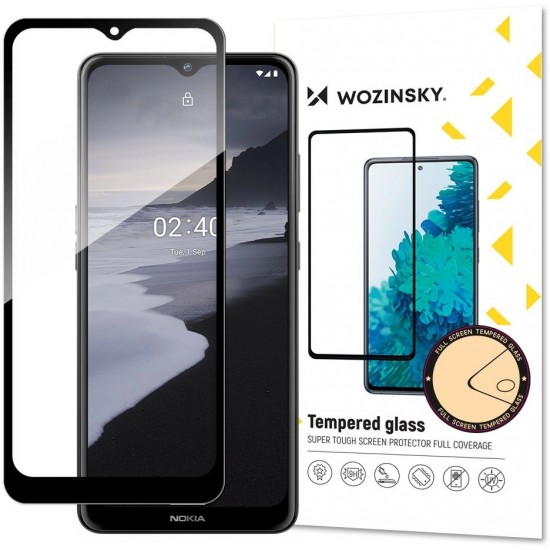 Wozinsky Tempered Glass Full Glue Super Tough Screen Protector Full Coveraged with Frame Case Friendly for Nokia 2.4 black (universal)