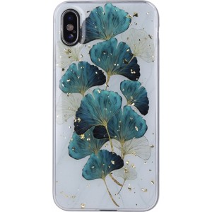 None Gold Glam case for iPhone 15 Plus 6,7" leaves