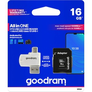 Goodram memory card 16GB microSDHC cl. 10 UHS-I + adapter + card reader