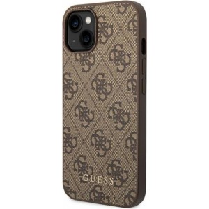 Guess case for iPhone 14 Pro Max 6,7" GUHCP14XG4GFBR brown Basic PC/TPU 4G PU case Gold Logo