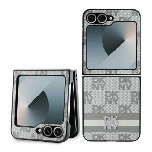 None DKNY case for Samsung Galaxy Z Flip6 DK000223 beige Chequered Pattern Printed Stripes