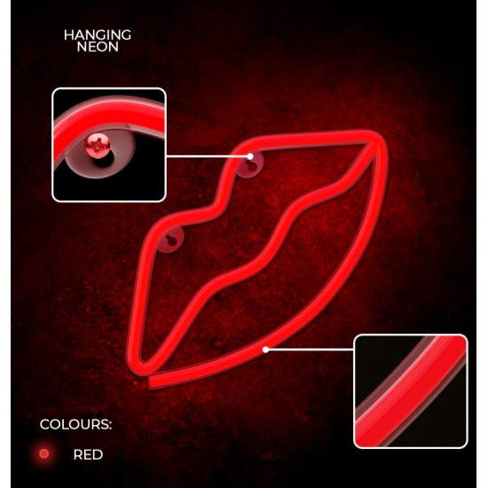 None Neon LED Light LIPS red Bat + USB FLNE08 Forever Light