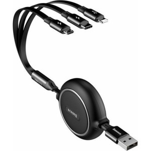 Baseus retractable cable 3in1 USB A to Micro USB / Lightning / Type C 3,5A CAMLT-JH01 1,2 m black