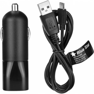 Blue Star car charger 2A USB A + cable USB A to Micro USB black