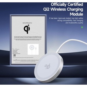 Duzzona wireless charger compatible with MagSafe 15W and Qi2 charging standard W18 white