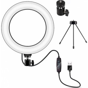 4Kom.pl LED Ring Lamp 16cm Mini Stand Tripod Tripod Lighting for Selfie Makeup Photos