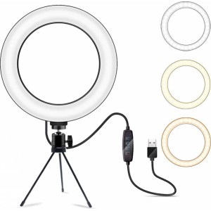 4Kom.pl LED Ring Lamp 16cm Mini Stand Tripod Tripod Lighting for Selfie Makeup Photos